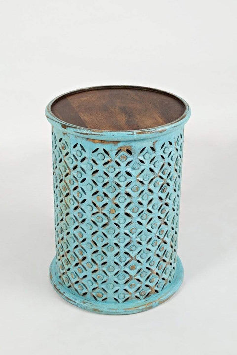 vendor-unknown Living Room Global Archive Drum Table - Turquoise (5349708562585)
