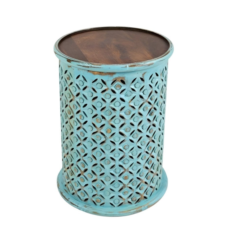 vendor-unknown Living Room Global Archive Drum Table - Turquoise (5349708562585)