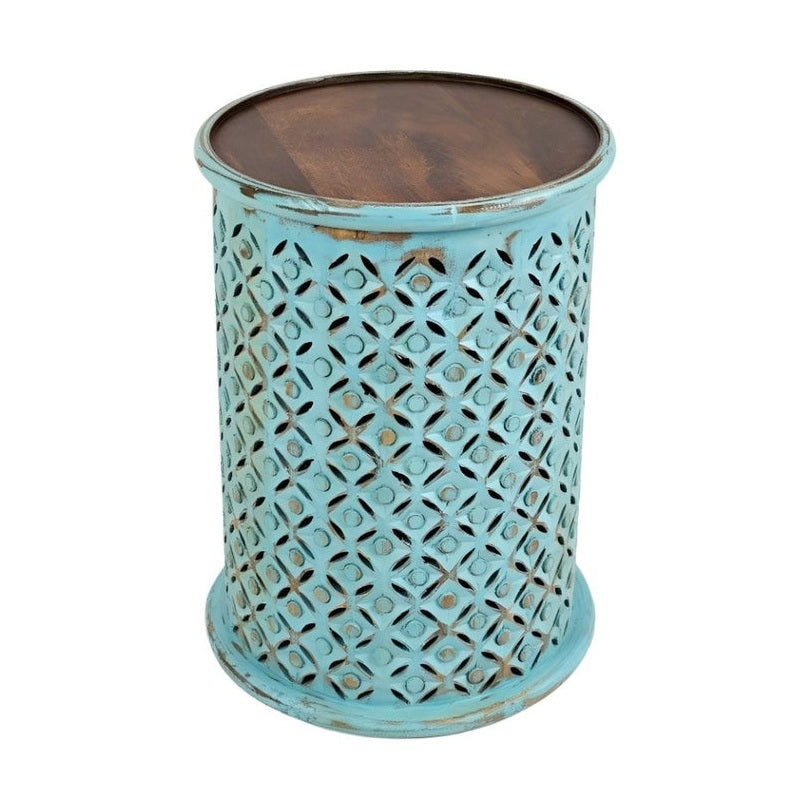vendor-unknown Living Room Global Archive Drum Table - Turquoise (5349708562585)