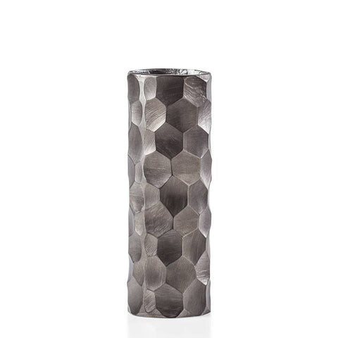 vendor-unknown Home Accents Linus Chiseled Brushed Cylinder Vase Medium grey (5349674156185)