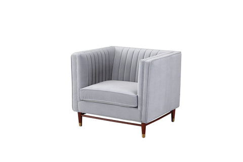 LUIGI Mid Century Velvet Accent Chair -Grey