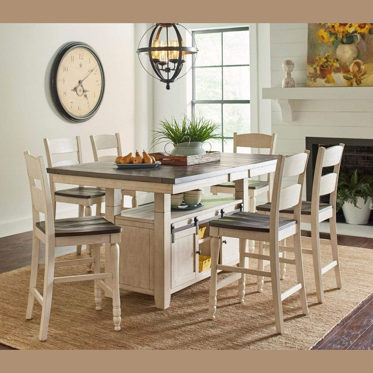 vendor-unknown Kitchen & Dining Madison County Ladderback Counter Stool - Vintage White (5349867880601)