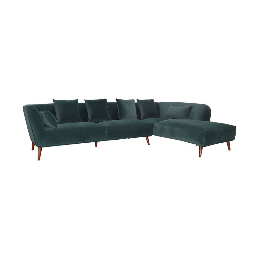 Maja Velvet Sectional - Emerald Green