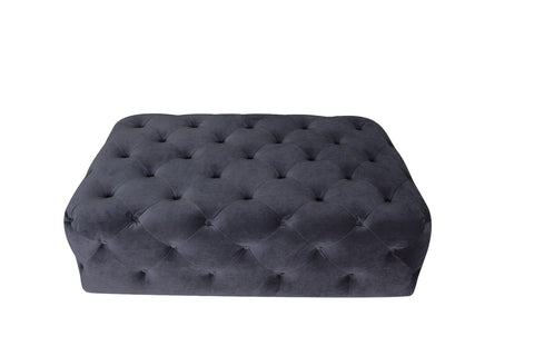 Maja Tufted Velvet Ottoman - Grey #21