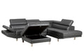 vendor-unknown Living Room Roma Leather Gel Sectional - Tanner Grey (5349680873625)