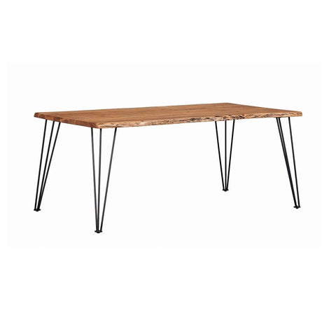 Industrial Rectangular Dining Table Natural Acacia And Matte Black
