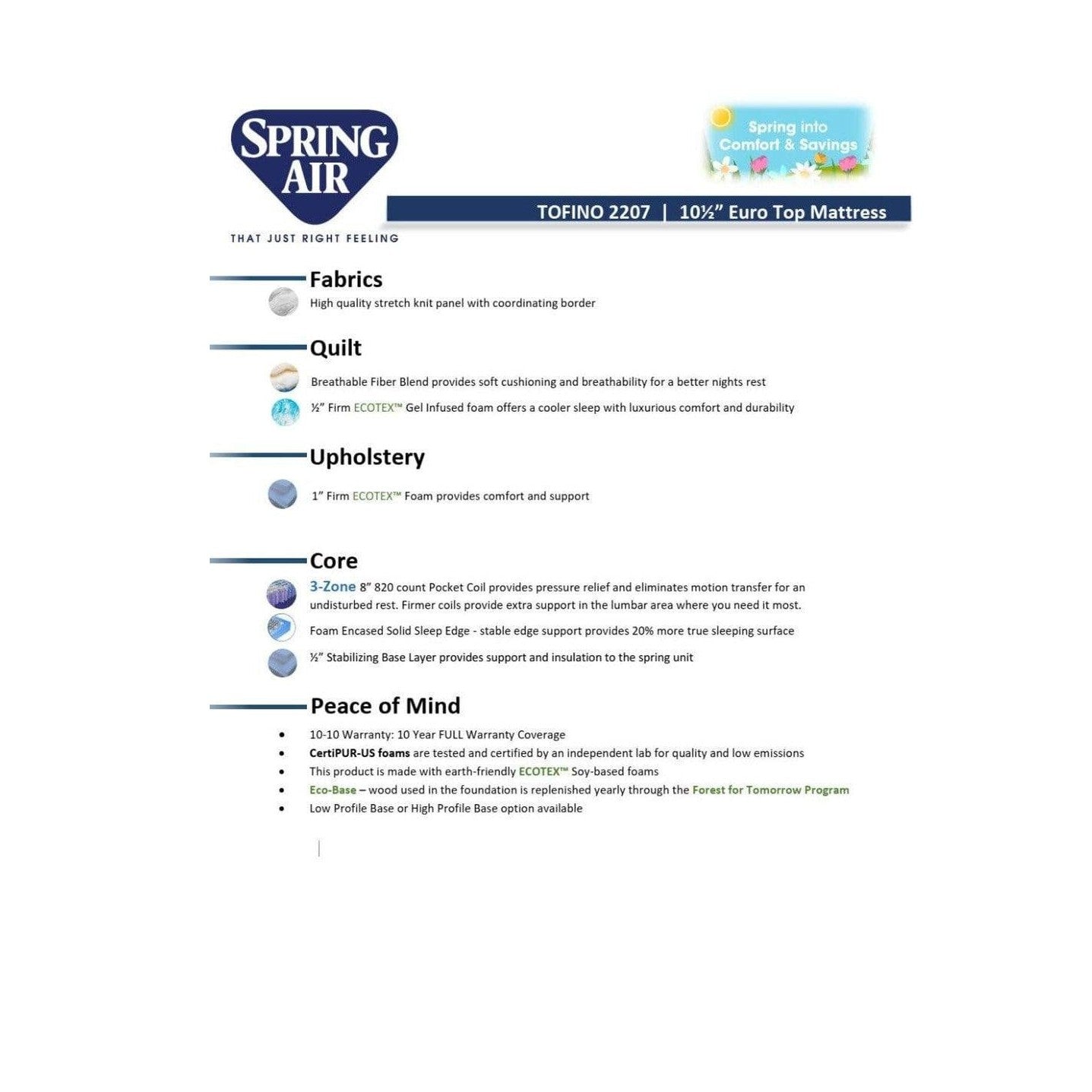 TOFINO 10.5" Euro Top Mattress