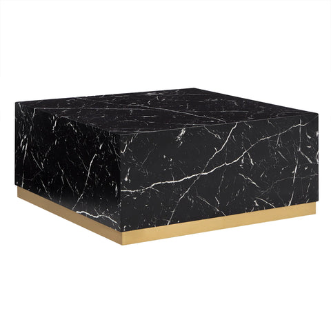 ROMAN FAUX MARBLE COFFEE TABLE - BLACK